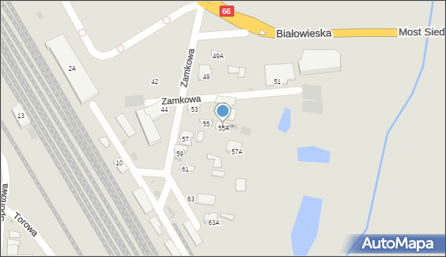 Bielsk Podlaski, Zamkowa, 55A, mapa Bielsk Podlaski