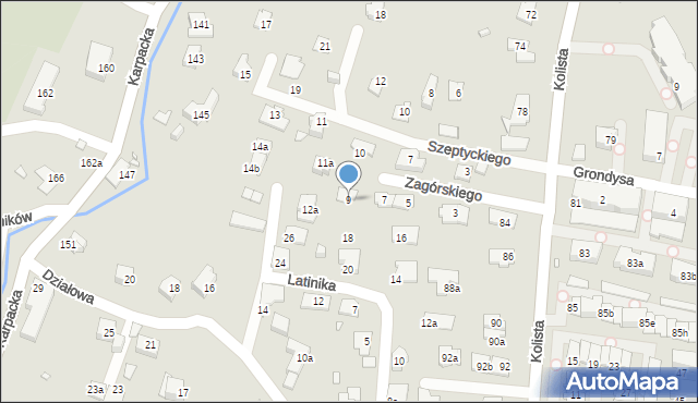 Bielsko-Biała, Zagórskiego Karola, płk., 9, mapa Bielsko-Białej