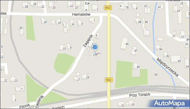 Bielsko-Biała, Zagajnik, 13a, mapa Bielsko-Białej