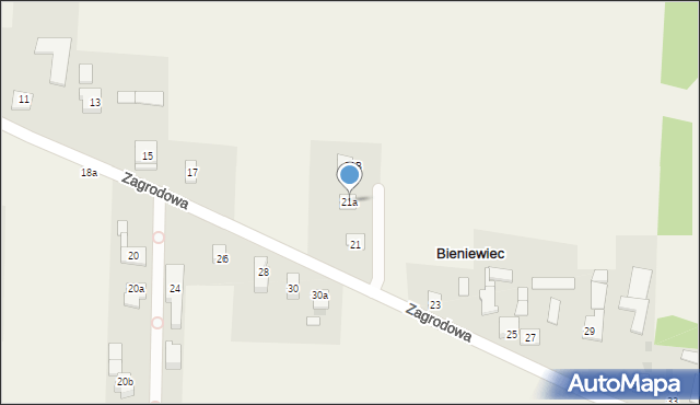 Bieniewiec, Zagrodowa, 21a, mapa Bieniewiec