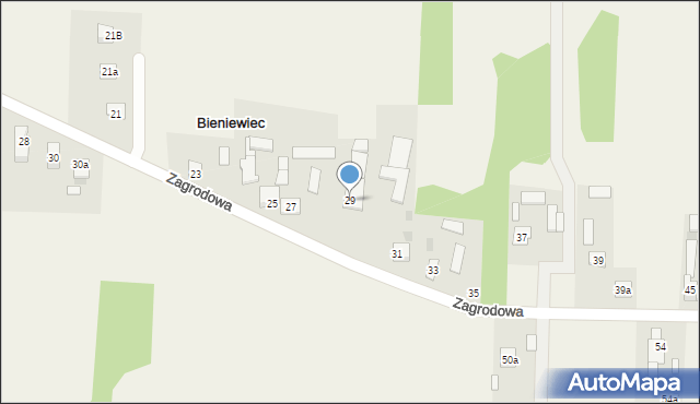 Bieniewiec, Zagrodowa, 29, mapa Bieniewiec