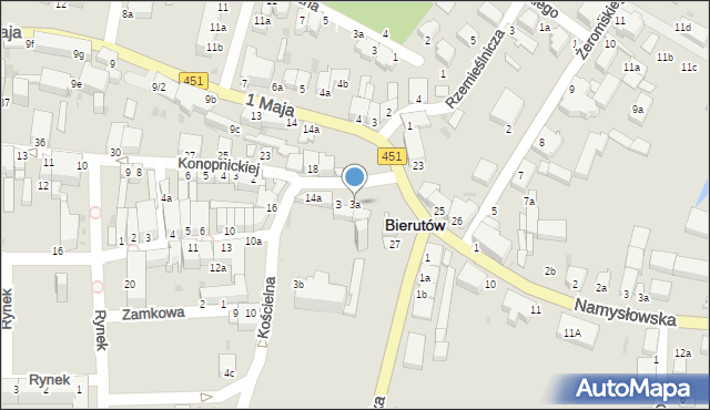 Bierutów, Zamkowa, 3a, mapa Bierutów