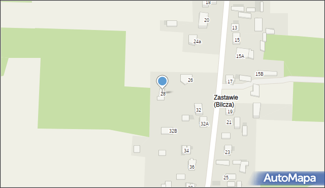 Bilcza, Zastawie, 28, mapa Bilcza