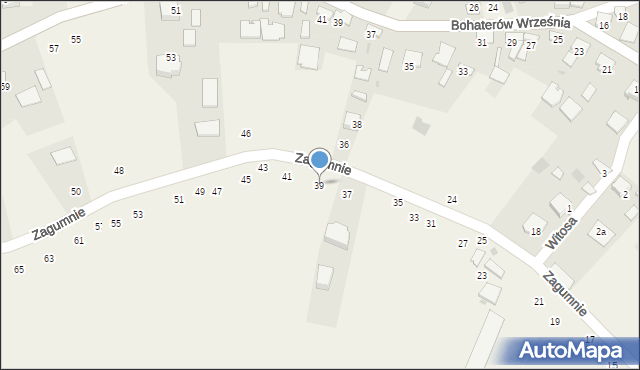 Biskupice Radłowskie, Zagumnie, 39, mapa Biskupice Radłowskie