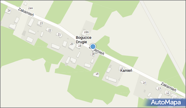 Bogucice Pierwsze, Zakamień, 18, mapa Bogucice Pierwsze