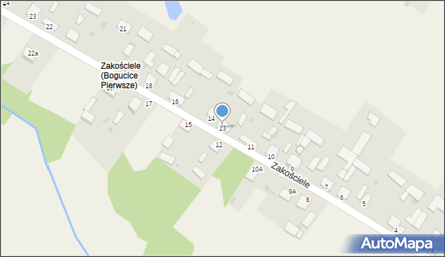 Bogucice Pierwsze, Zakościele, 13, mapa Bogucice Pierwsze