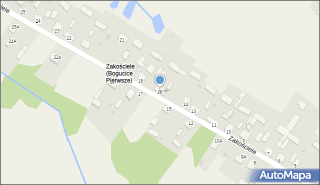 Bogucice Pierwsze, Zakościele, 16, mapa Bogucice Pierwsze