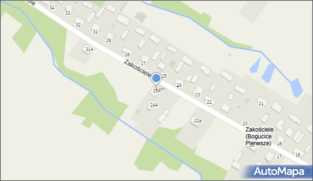 Bogucice Pierwsze, Zakościele, 25A, mapa Bogucice Pierwsze