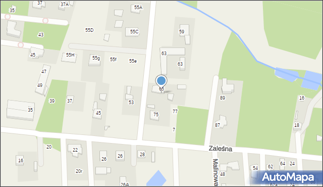 Borowina, Zaleśna, 65a, mapa Borowina