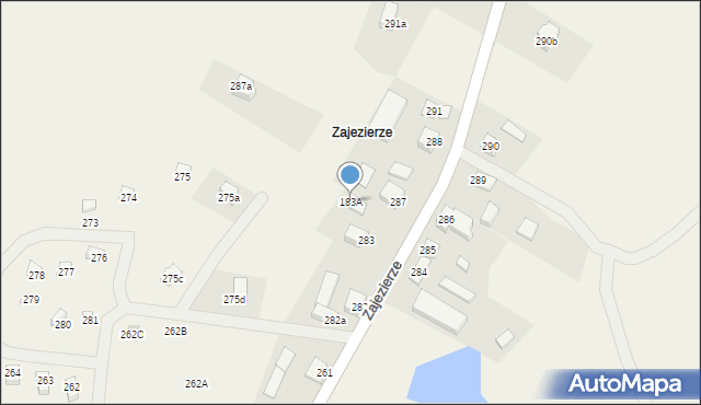 Borzestowo, Zajezierze, 183A, mapa Borzestowo