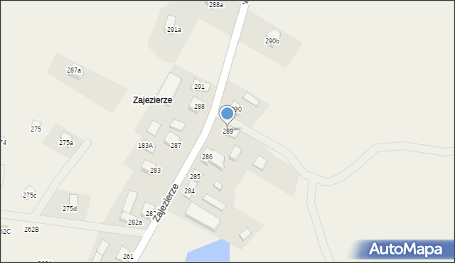 Borzestowo, Zajezierze, 289, mapa Borzestowo