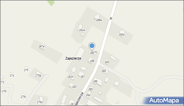 Borzestowo, Zajezierze, 291, mapa Borzestowo