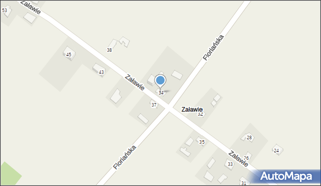 Brudzów, Załawie, 34, mapa Brudzów