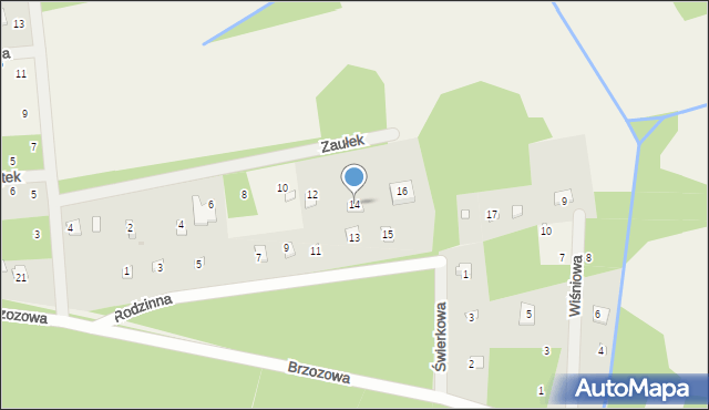 Brzeźce, Zaułek, 14, mapa Brzeźce