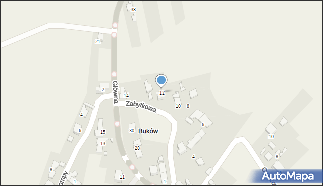 Buków, Zabytkowa, 12, mapa Buków