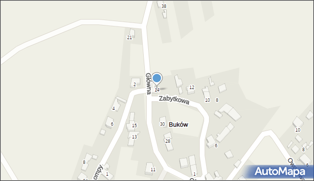 Buków, Zabytkowa, 14, mapa Buków