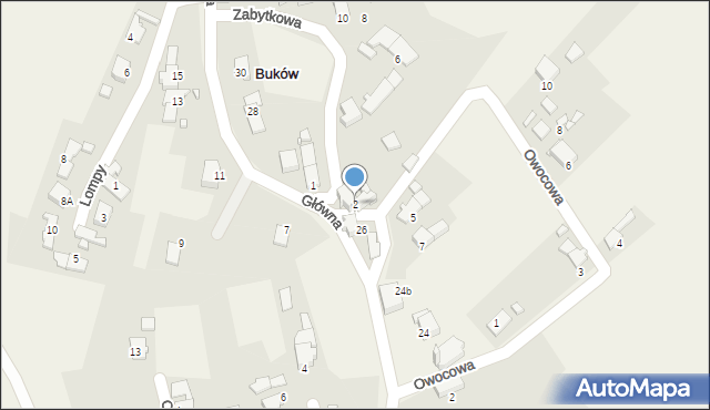 Buków, Zabytkowa, 2, mapa Buków