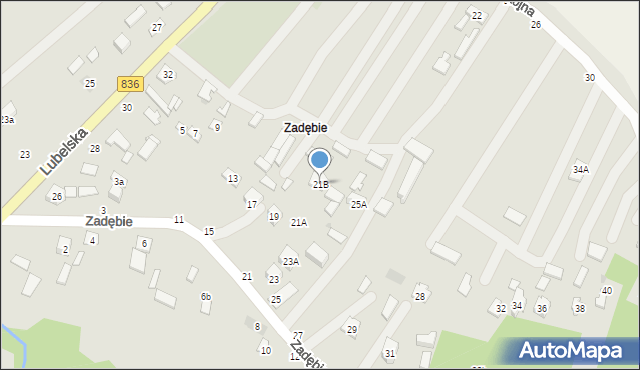 Bychawa, Zadębie, 21B, mapa Bychawa