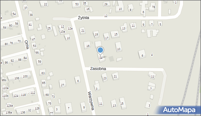 Bydgoszcz, Zasobna, 14, mapa Bydgoszczy