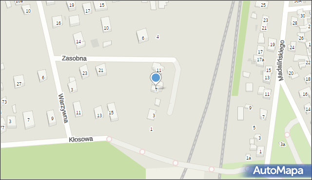 Bydgoszcz, Zasobna, 7, mapa Bydgoszczy