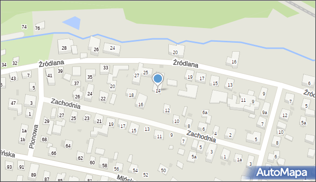 Bydgoszcz, Zachodnia, 14, mapa Bydgoszczy