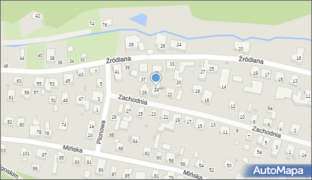 Bydgoszcz, Zachodnia, 24, mapa Bydgoszczy