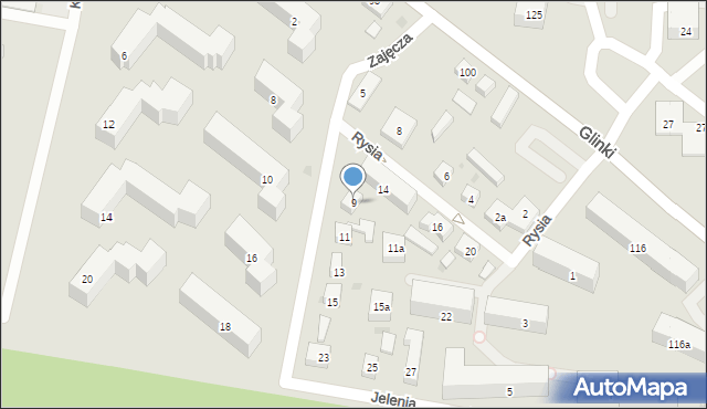 Bydgoszcz, Zajęcza, 9, mapa Bydgoszczy