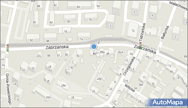 Bytom, Zabrzańska, 89, mapa Bytomia