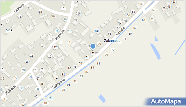 Chmielów, Zakanale, 72, mapa Chmielów