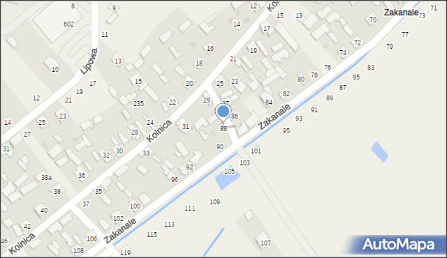 Chmielów, Zakanale, 88, mapa Chmielów