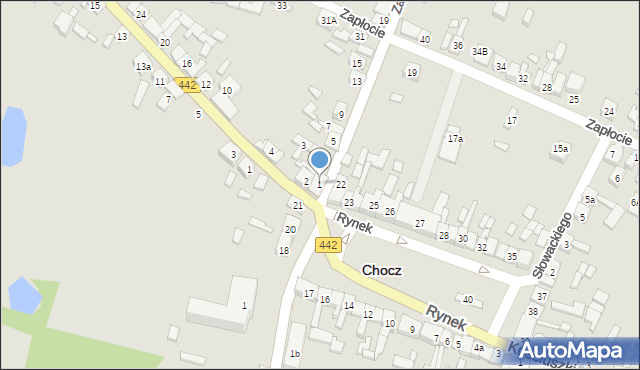 Chocz, Zagórowska, 1, mapa Chocz