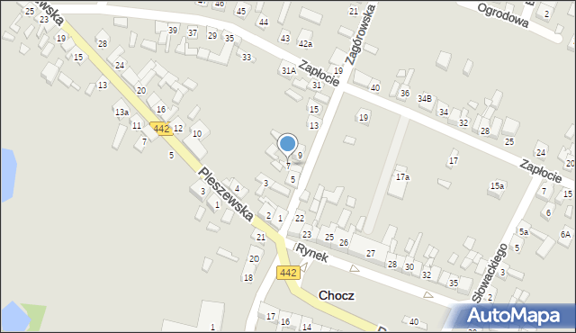 Chocz, Zagórowska, 7, mapa Chocz