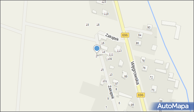 Chodów, Zakątek, 17, mapa Chodów