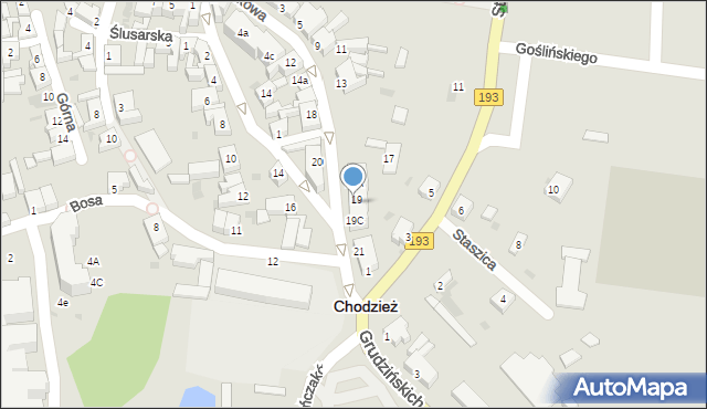 Chodzież, Zamkowa, 19B, mapa Chodzież