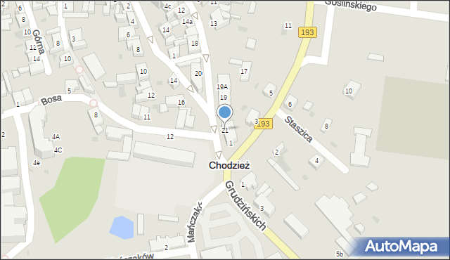 Chodzież, Zamkowa, 21, mapa Chodzież