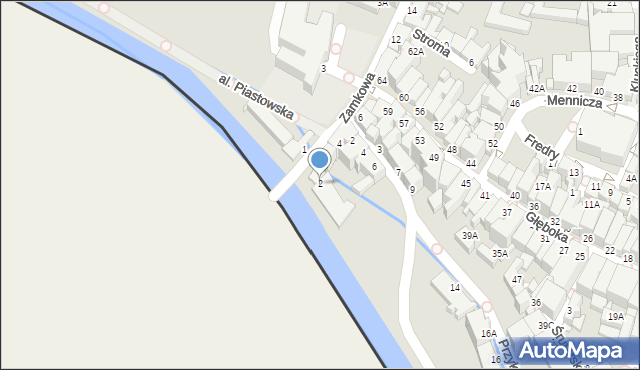 Cieszyn, Zamkowa, 2, mapa Cieszyna