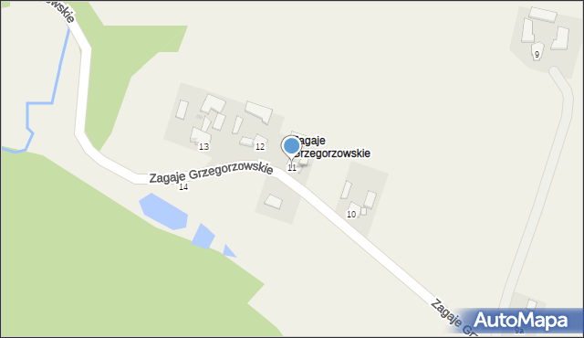 Czajęcice, Zagaje Grzegorzowskie, 11, mapa Czajęcice