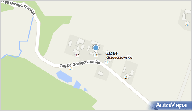 Czajęcice, Zagaje Grzegorzowskie, 12, mapa Czajęcice