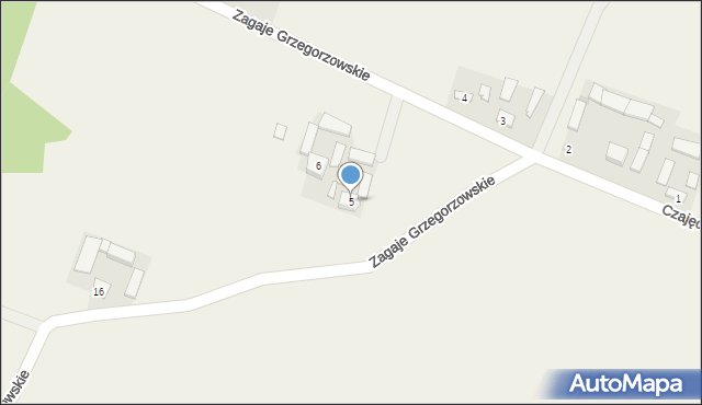 Czajęcice, Zagaje Grzegorzowskie, 5, mapa Czajęcice