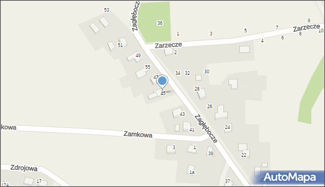 Czaniec, Zagłębocze, 45, mapa Czaniec