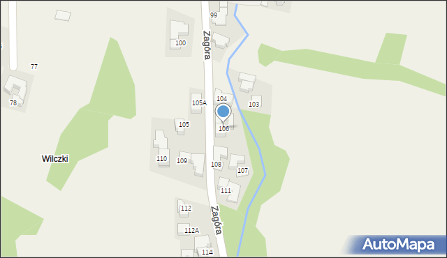 Czarna Góra, Zagóra, 106, mapa Czarna Góra