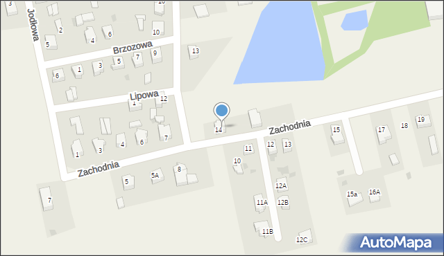 Czerniewice, Zachodnia, 14, mapa Czerniewice