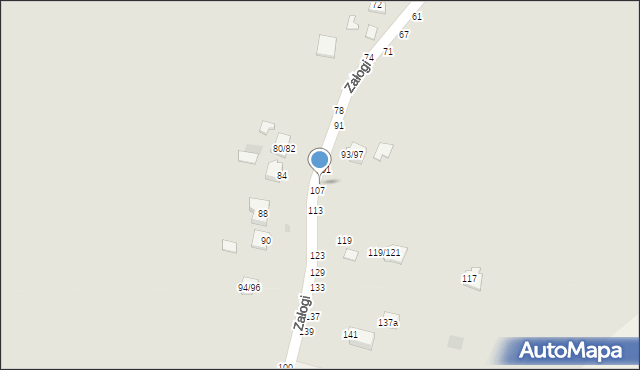 Częstochowa, Załogi, 105, mapa Częstochowy