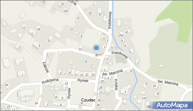 Czudec, Zakole, 35, mapa Czudec