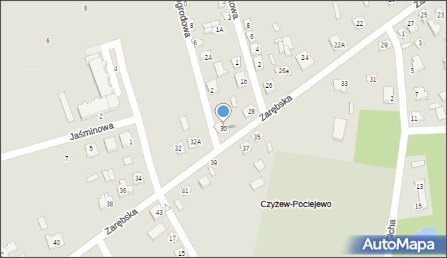 Czyżew, Zarębska, 30, mapa Czyżew