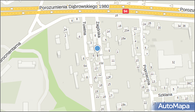 Dąbrowa Górnicza, Zagórska, 8, mapa Dąbrowa Górnicza