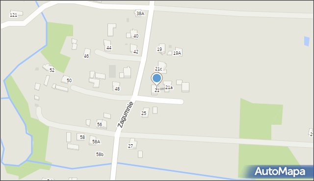 Dąbrowa Tarnowska, Zagumnie, 21, mapa Dąbrowa Tarnowska