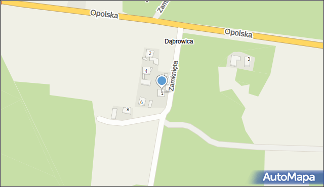 Dąbrowica, Zamknięta, 1, mapa Dąbrowica
