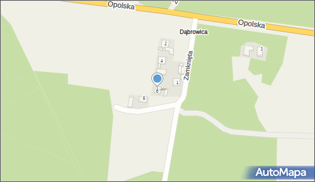 Dąbrowica, Zamknięta, 6, mapa Dąbrowica