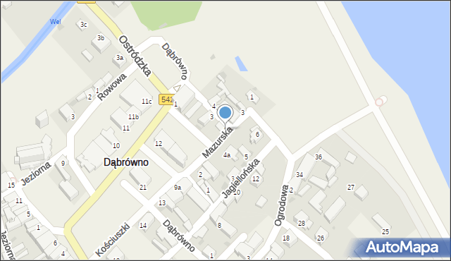 Dąbrówno, Zamkowa, 1, mapa Dąbrówno